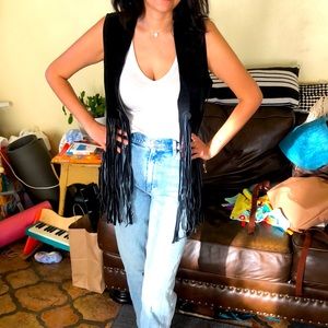 Cool vintage fringe suede vest